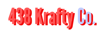 Text '438 Krafty Co.' in red and blue on a white background